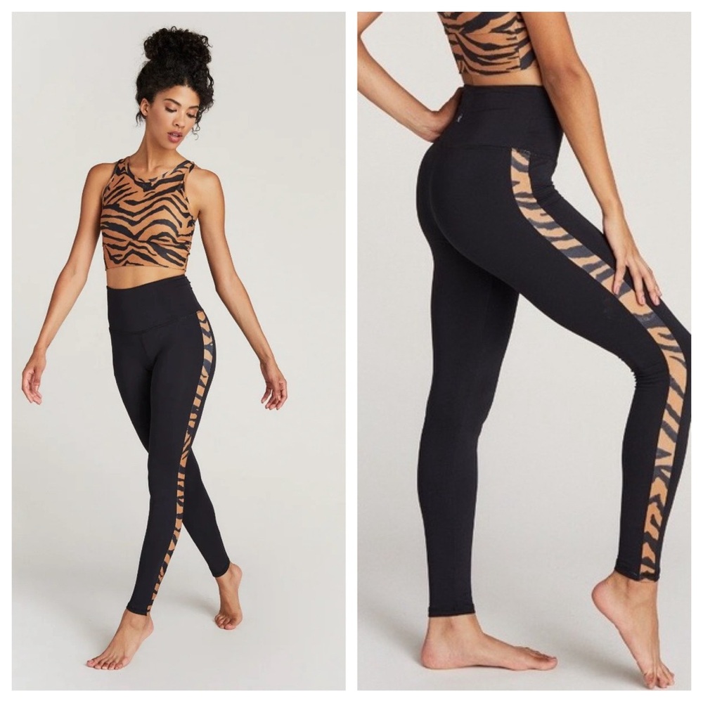 Strut This 🧡 High Waist Gemma Legging in Black with Tiger Print Sides